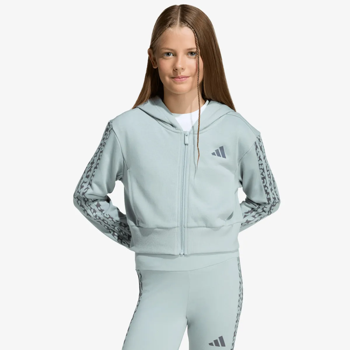 Dečiji duks sa zipom i kapuljačom adidas Jg an 3s ft fz