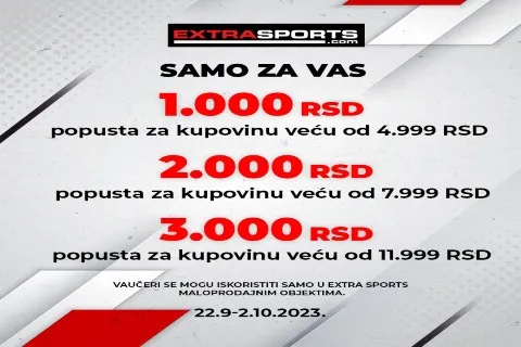 PONUDA KOJA SE NE ODBIJA: ISKORISTITE DODATNI POPUST NA KUPOVINU U EXTRA SPORTS PRODAVNICAMA