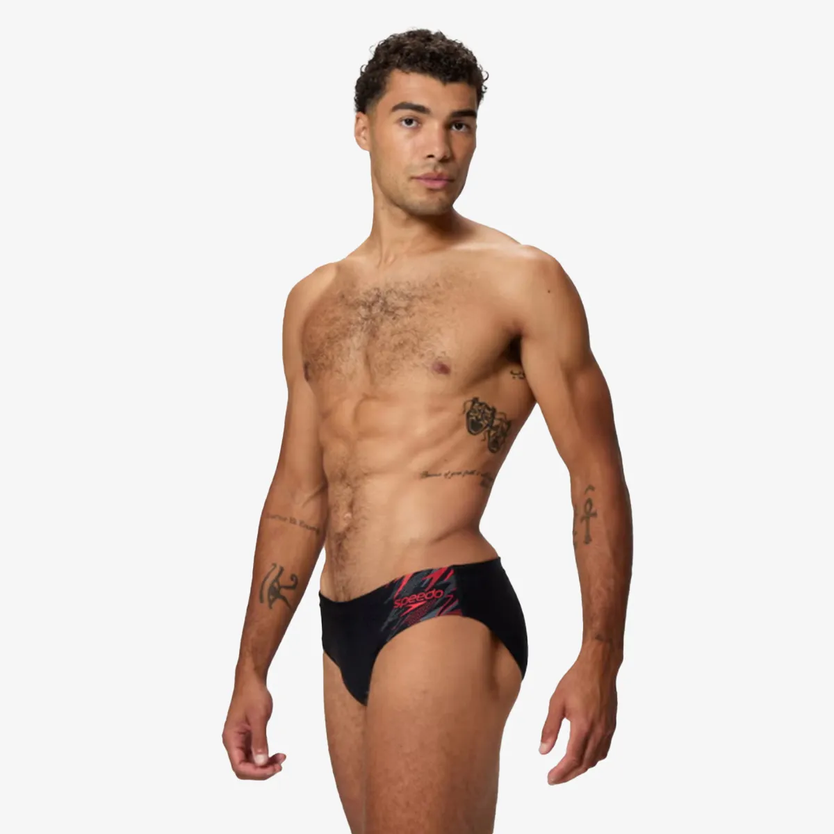 SPEEDO Kupaće gaće MEDLY LOGO BRIEF 7CM BLK/RED 