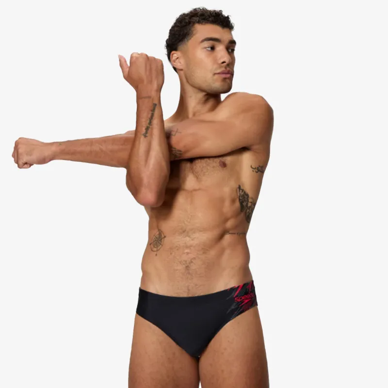 SPEEDO Kupaće gaće MEDLY LOGO BRIEF 7CM BLK/RED 