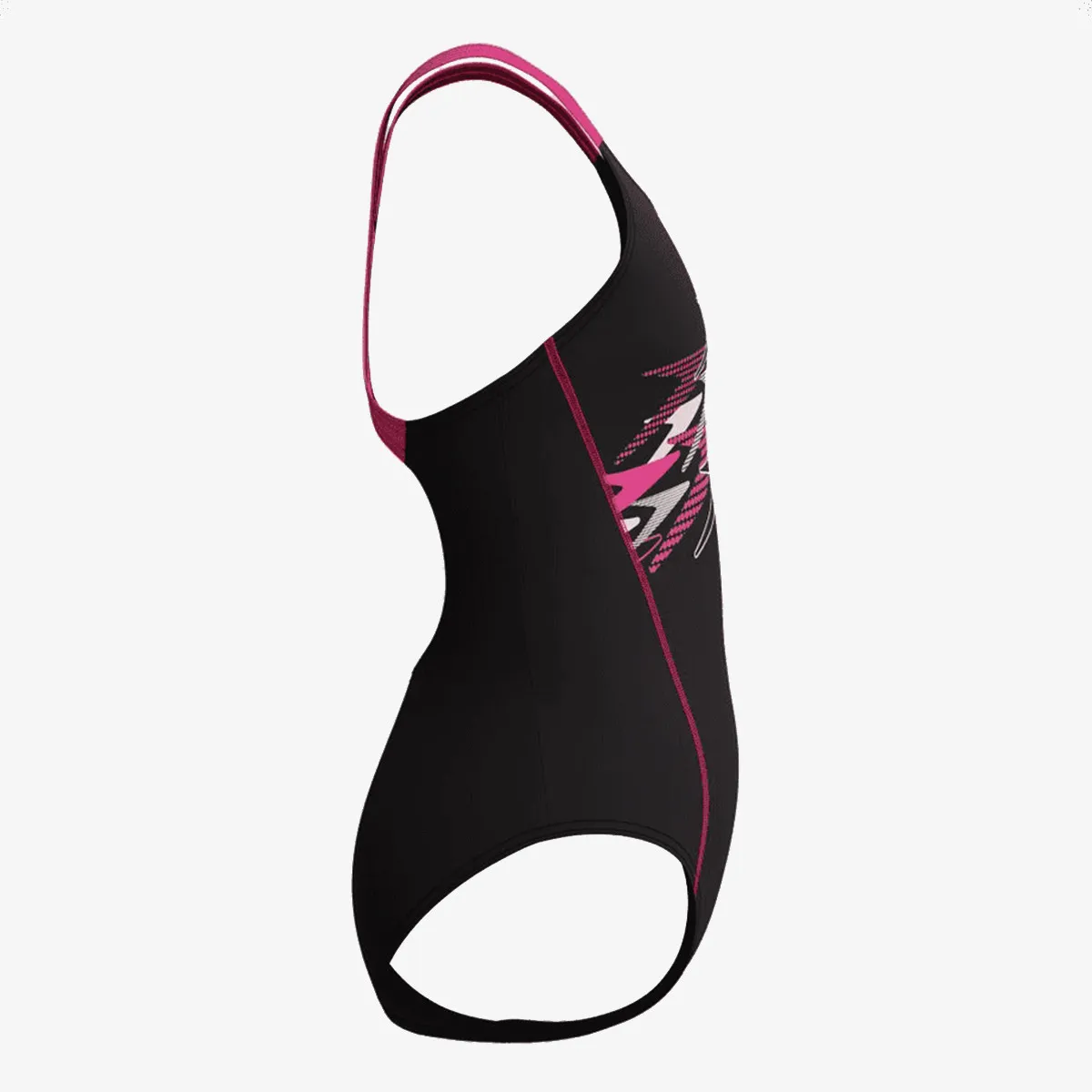 SPEEDO Kupaći kostim 1-delni MEDLEY LOGO MEDALIST 1PC BLK/PNK 
