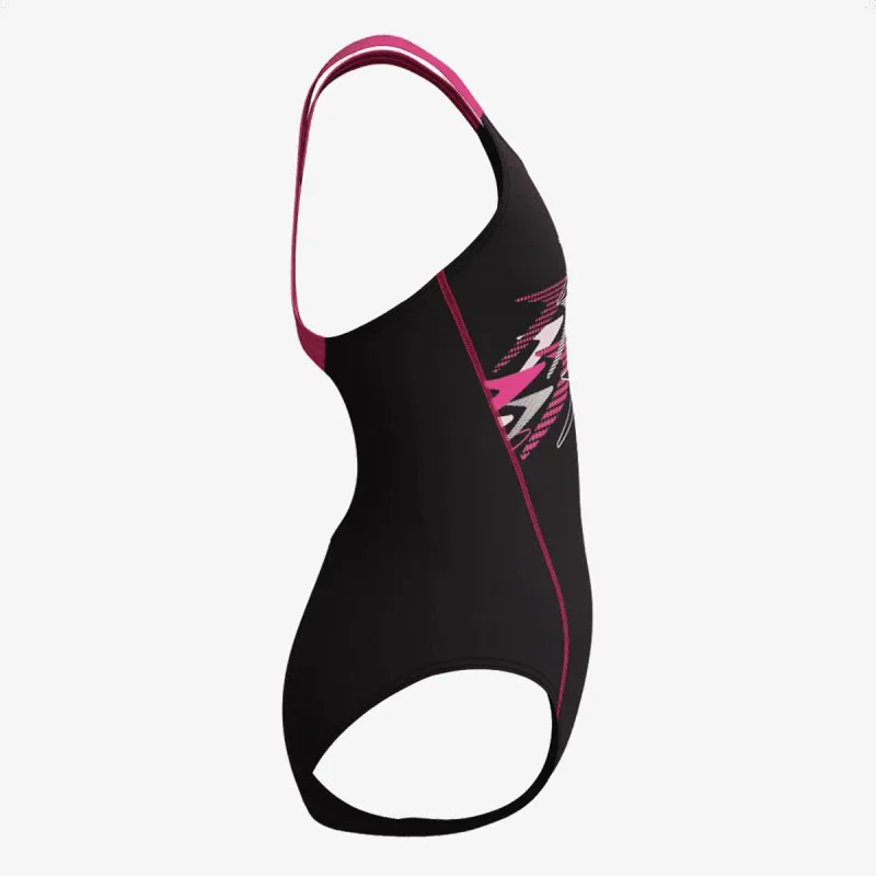SPEEDO Kupaći kostim 1-delni MEDLEY LOGO MEDALIST 1PC BLK/PNK 