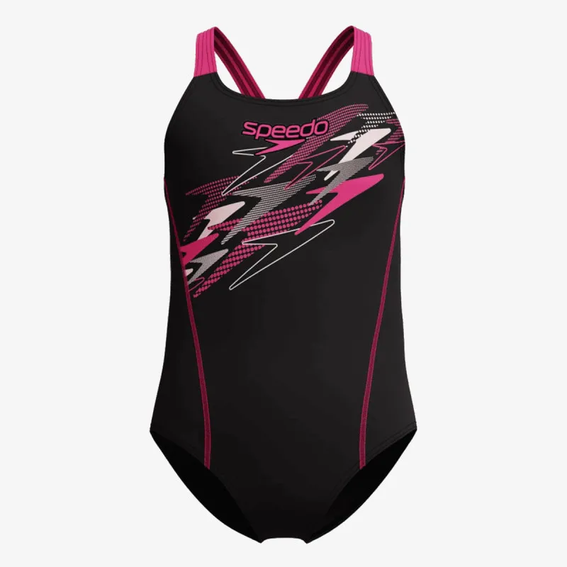 SPEEDO Kupaći kostim 1-delni MEDLEY LOGO MEDALIST 1PC BLK/PNK 
