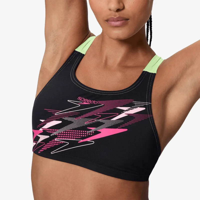 SPEEDO KUPAĆI KOSTIM 2-DELNI MEDLEY LOGO V-BACK 2PC BLK/LTGRN 