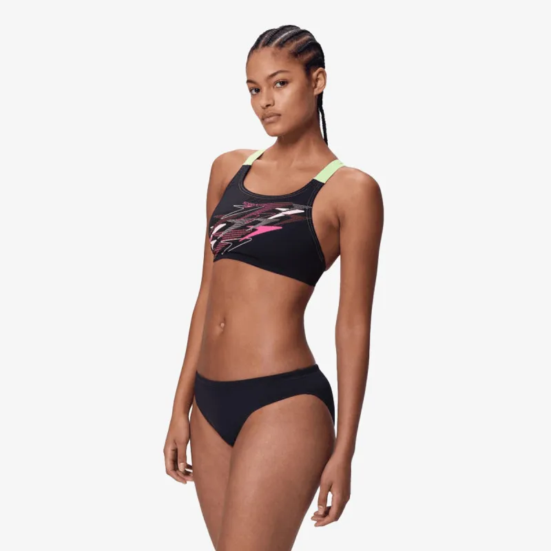 SPEEDO KUPAĆI KOSTIM 2-DELNI MEDLEY LOGO V-BACK 2PC BLK/LTGRN 