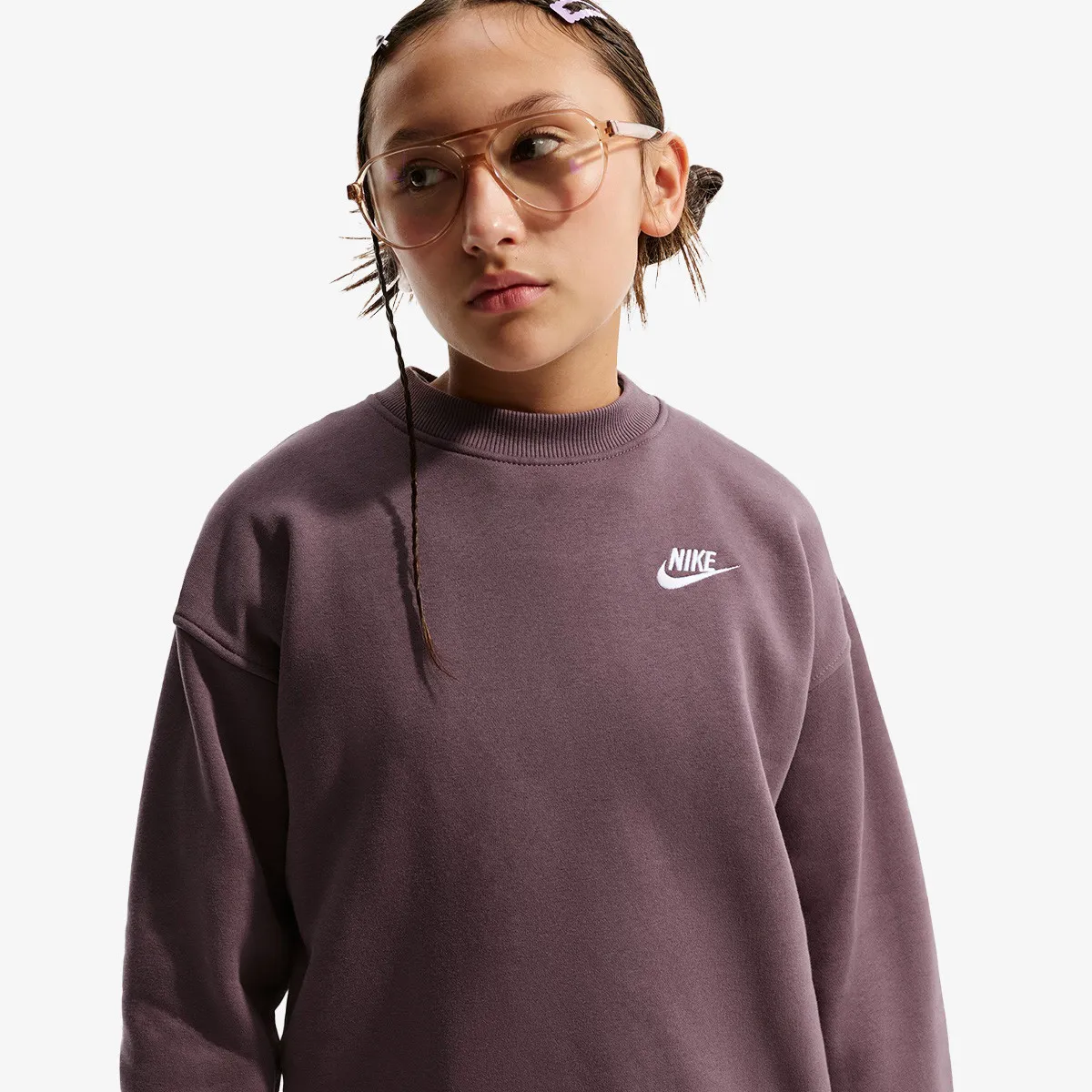 NIKE Majica dugih rukava G NSW CLUB FLC OVRSZD CREW LBR 