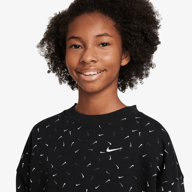 NIKE Dukserica G NSW CLUB FLC OVRSZD CRW LOGO