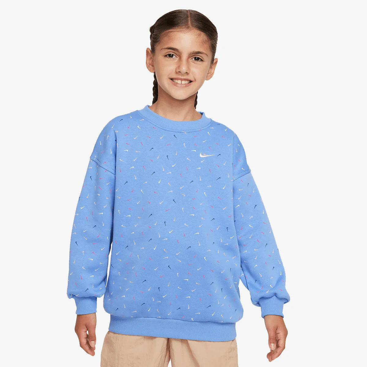 NIKE Dukserica G NSW CLUB FLC OVRSZD CRW LOGO 