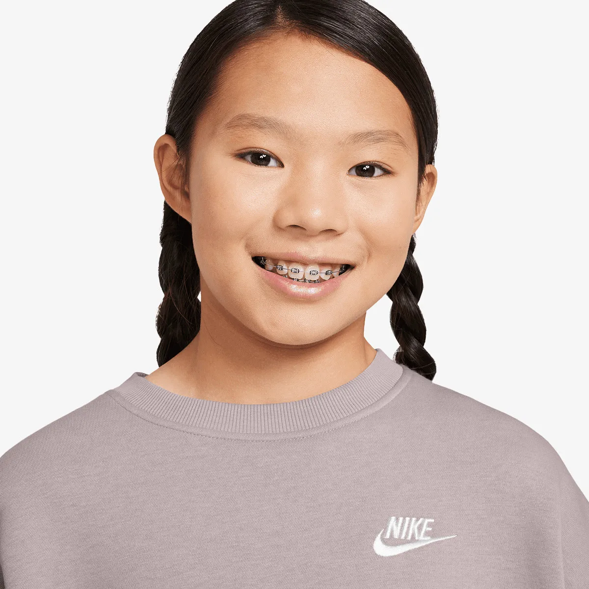 NIKE Dukserica G NSW CLUB FLC BXY CRW LBR