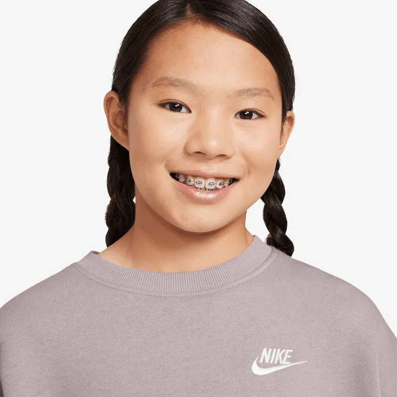 NIKE Dukserica G NSW CLUB FLC BXY CRW LBR 