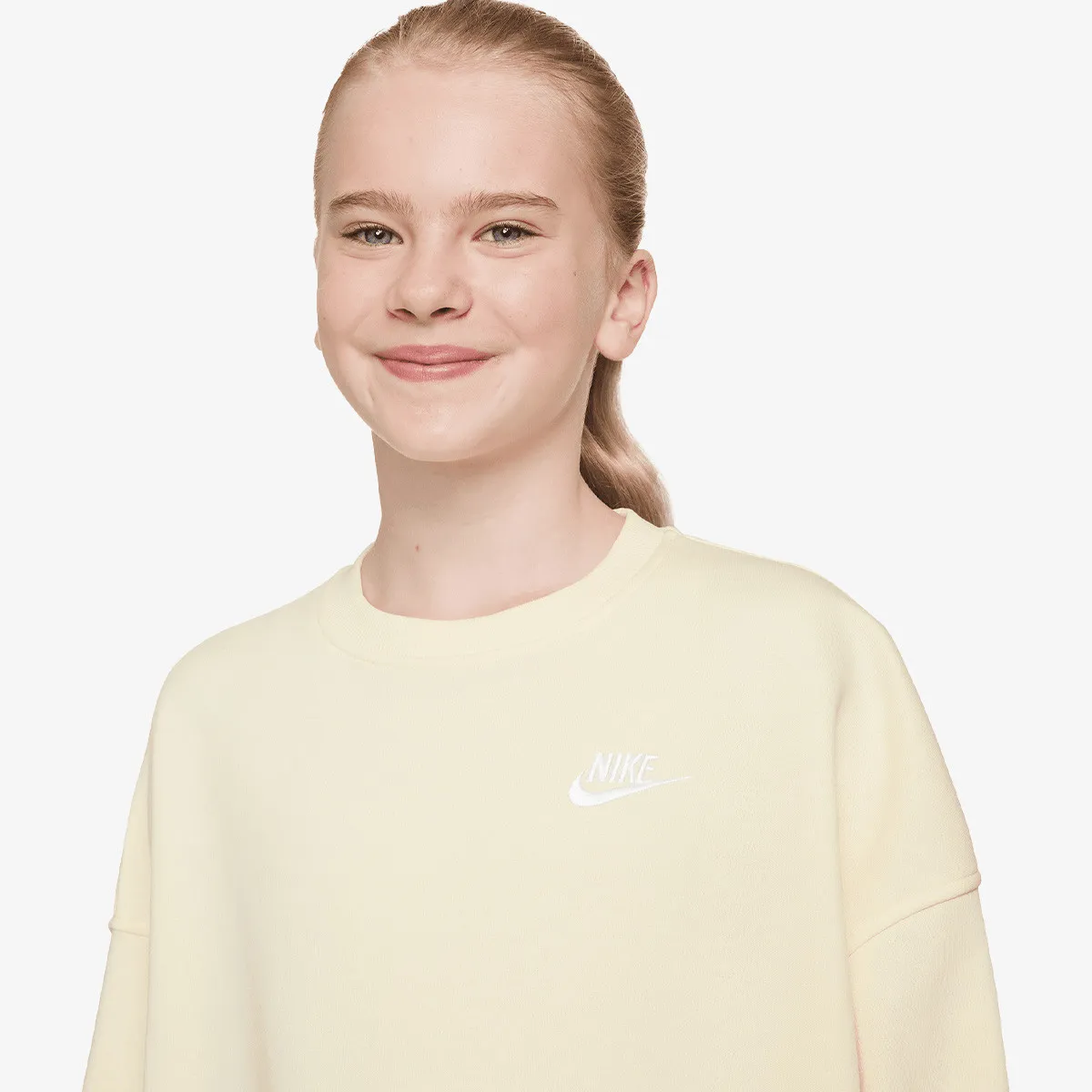 NIKE Dukserica G NSW CLUB FLC BXY CRW LBR