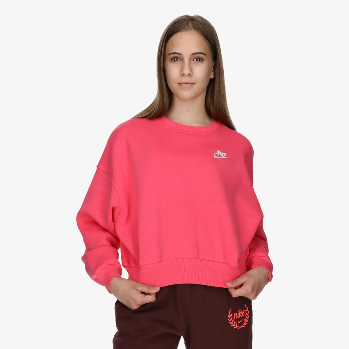 NIKE Majica dugih rukava G NSW CLUB FLC BXY CRW LBR
