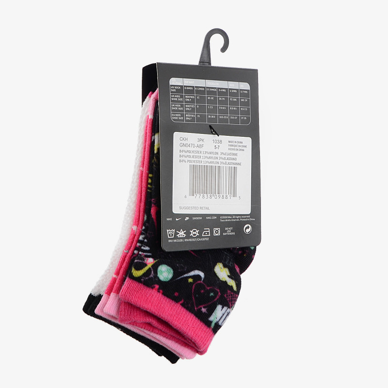 NIKE ČARAPE NHG DOODLE SCRIBBLE ANKLE 3PK