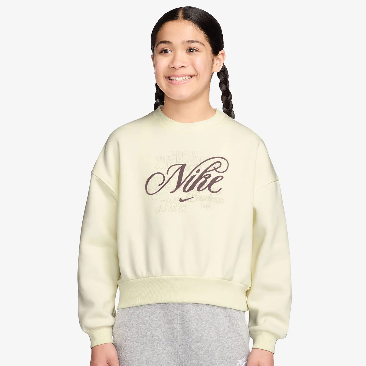 NIKE Majica dugih rukava G NSW CLUB FLC BXY CREW GFX 