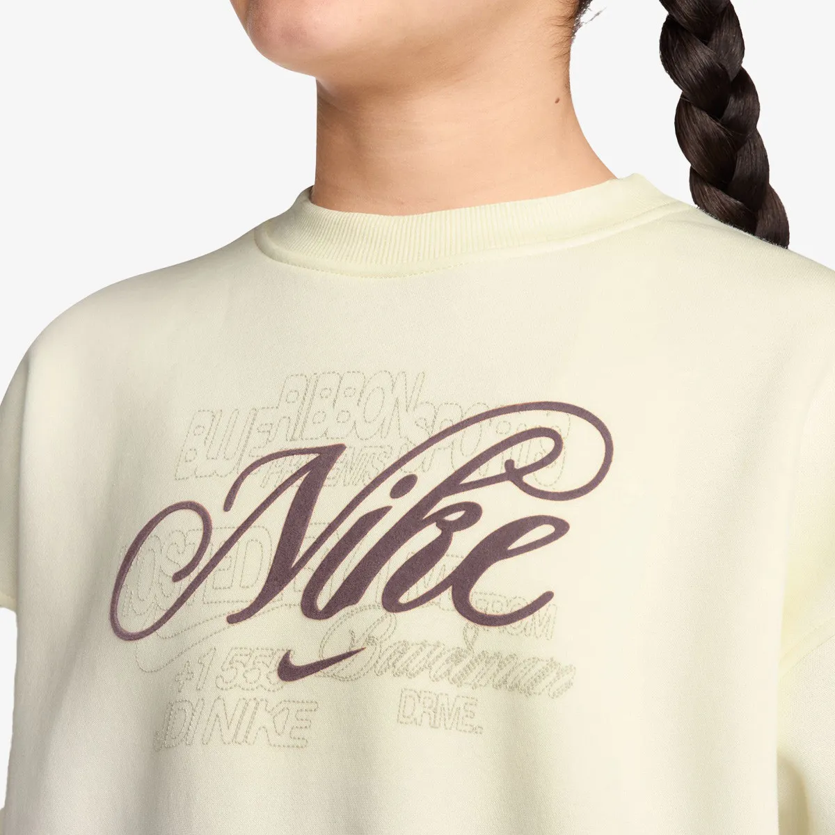 NIKE Majica dugih rukava G NSW CLUB FLC BXY CREW GFX 