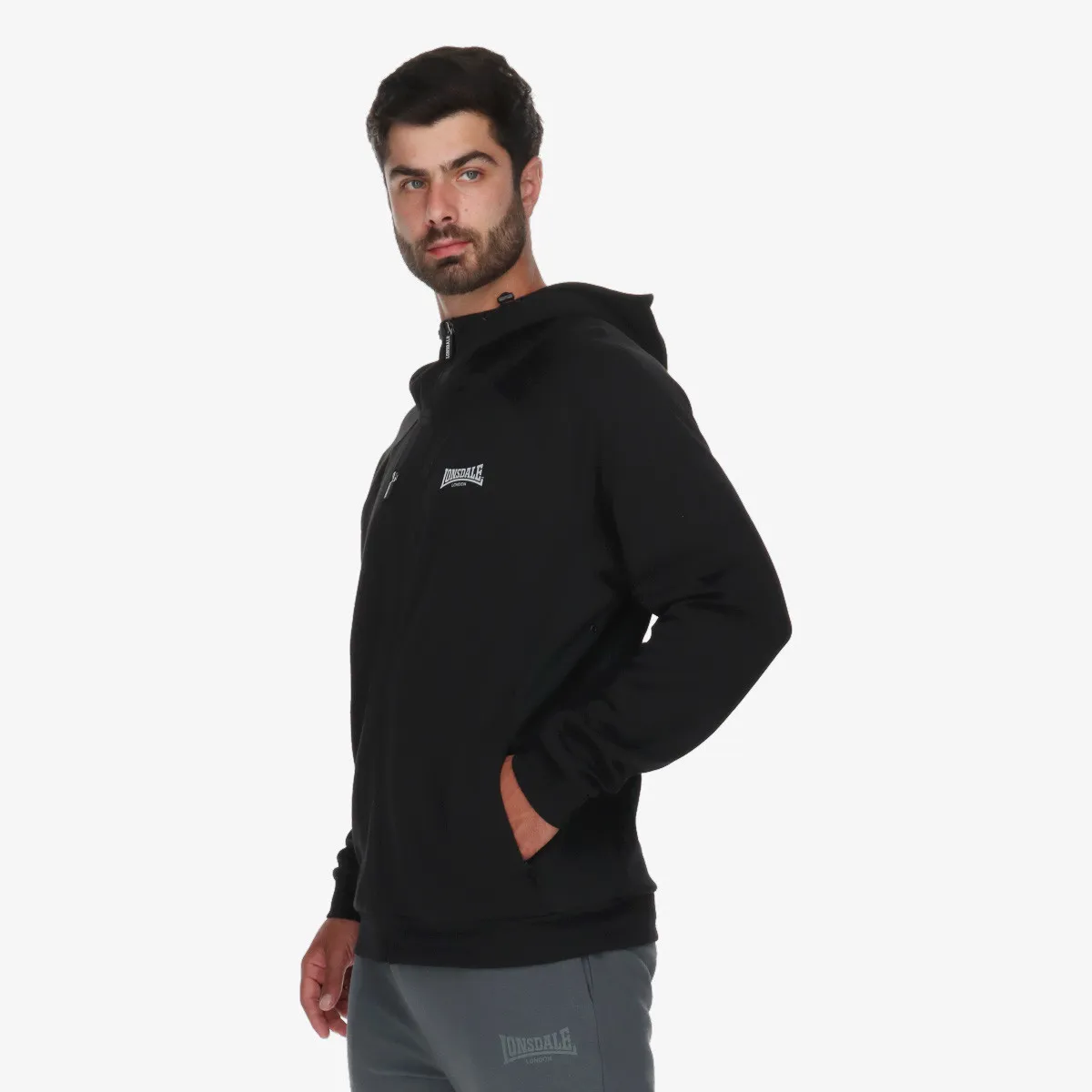 LONSDALE Dukserica Black Full Zip Hoody II 